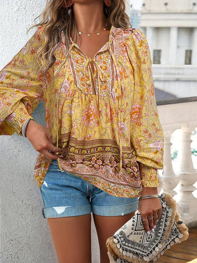Sallie™ | Flödande Boho-top med Blommönster