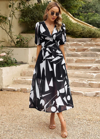 Estella™ | Flattering Floral Midi Dress