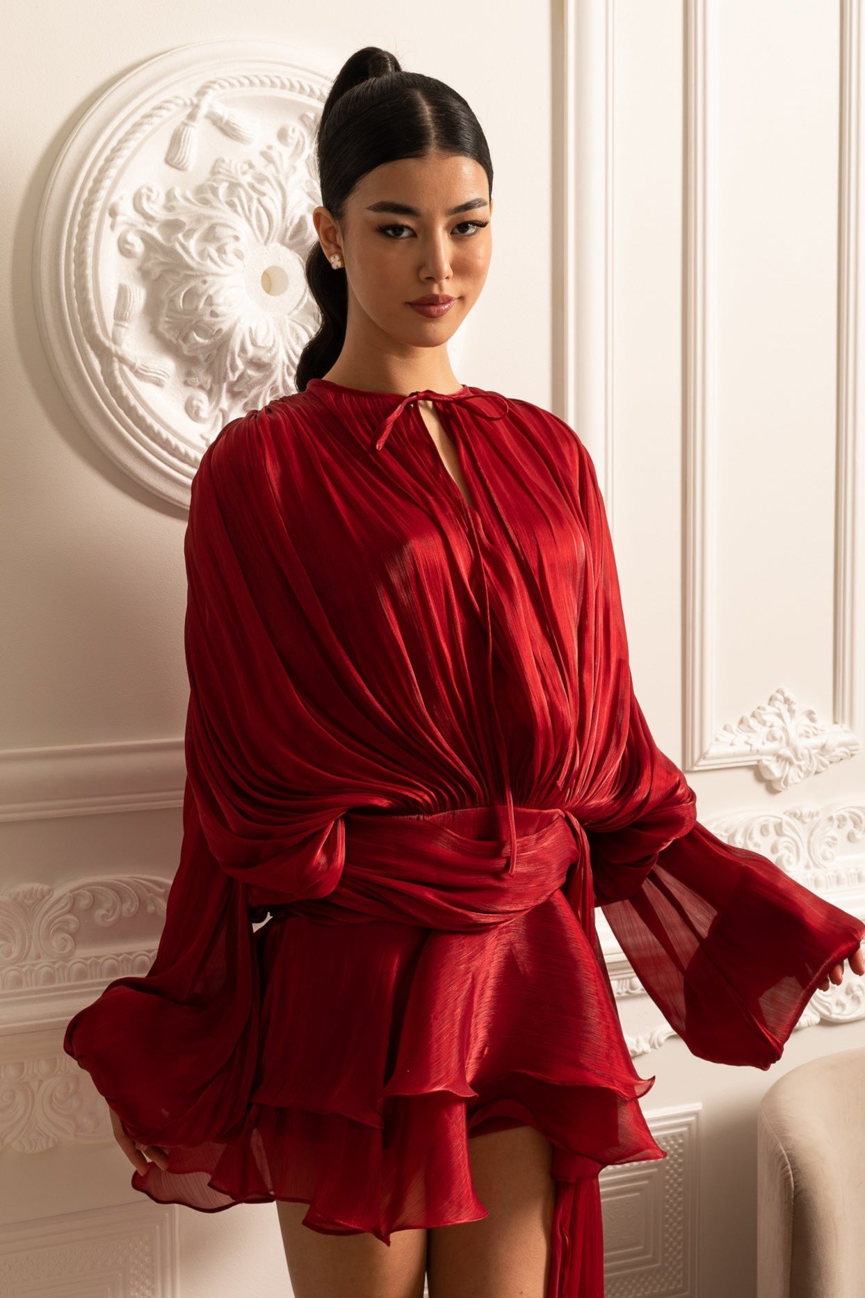 Ivoire™ | Draperad långärmad klänning