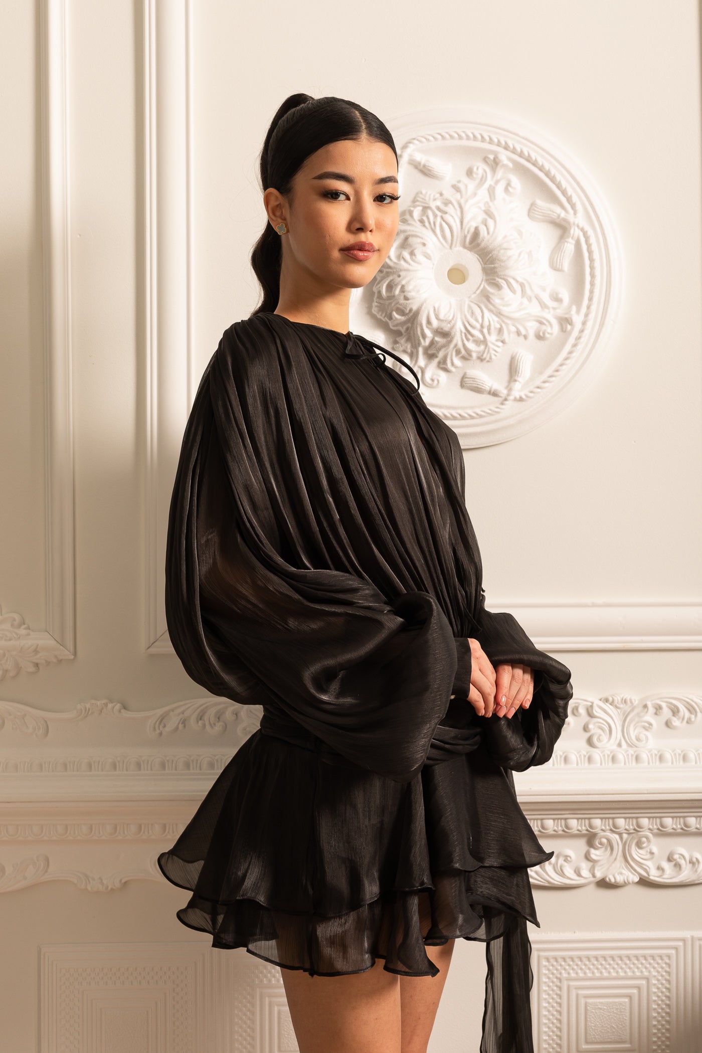 Ivoire™ | Draperad långärmad klänning
