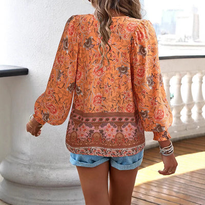 Sallie™ | Flödande Boho-top med Blommönster