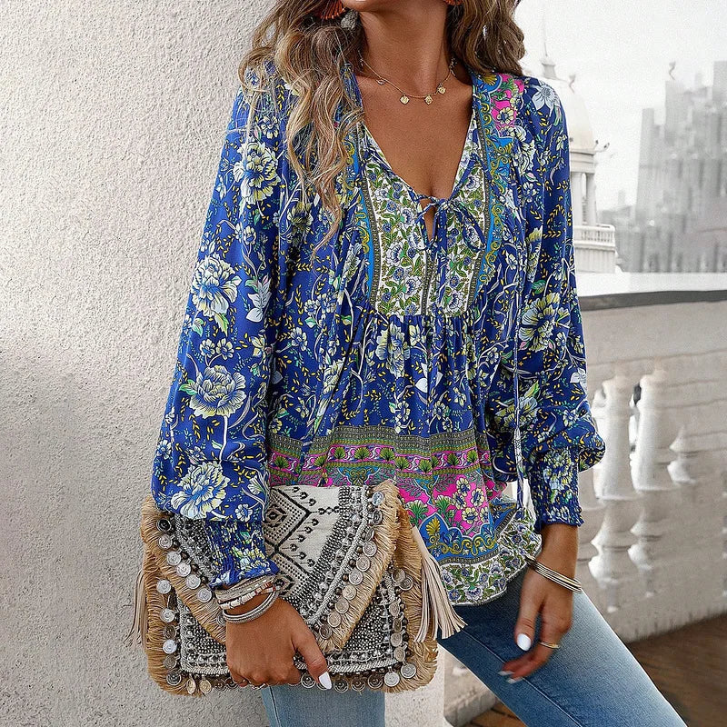Sallie™ | Flödande Boho-top med Blommönster