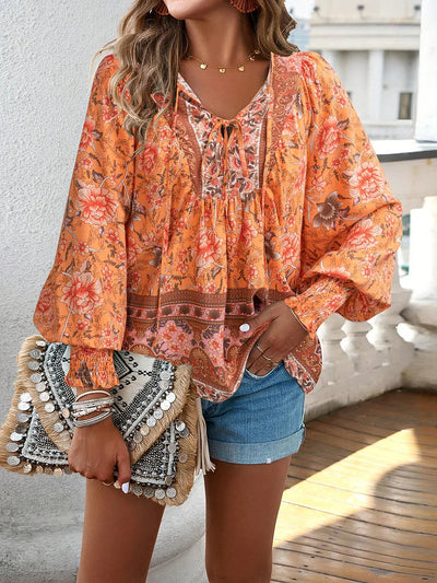 Sallie™ | Flödande Boho-top med Blommönster