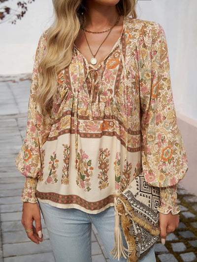 Sallie™ | Flödande Boho-top med Blommönster
