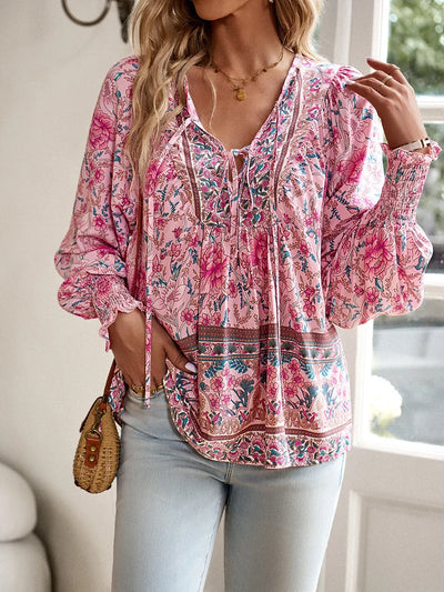 Sallie™ | Flödande Boho-top med Blommönster